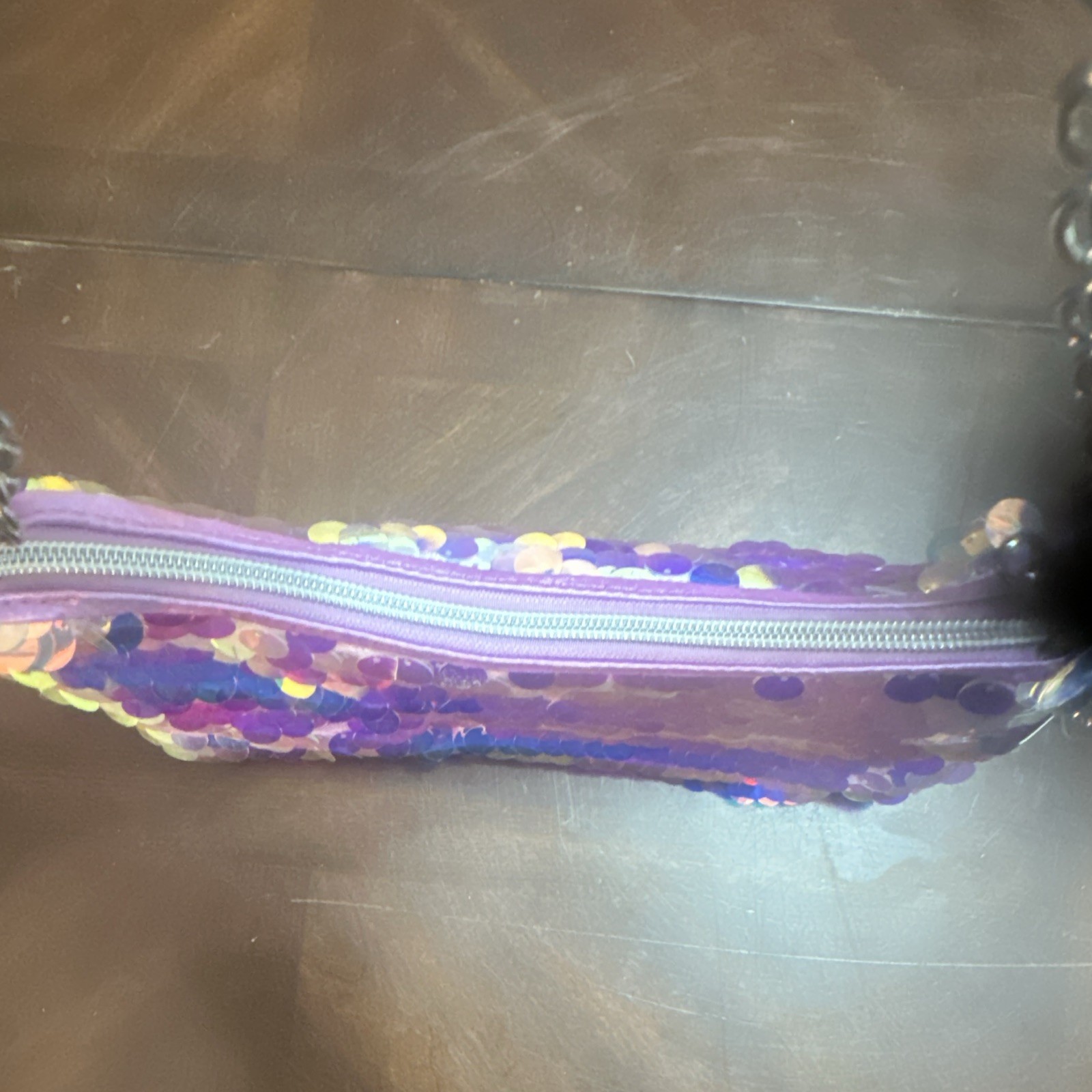 Claire's Sequin Zipper Bag w/ Chain Strap, Multicolor/Purple Iridescent , photo 3