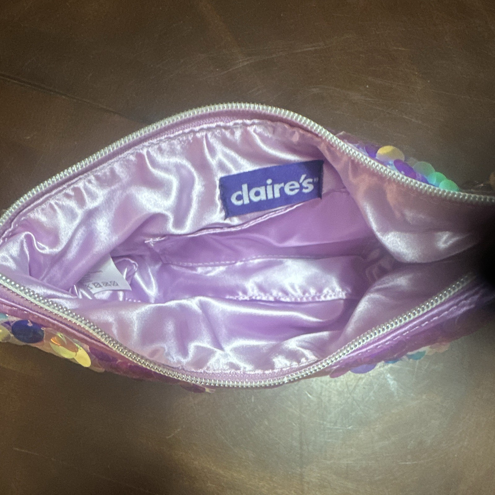 Claire's Sequin Zipper Bag w/ Chain Strap, Multicolor/Purple Iridescent , photo 4