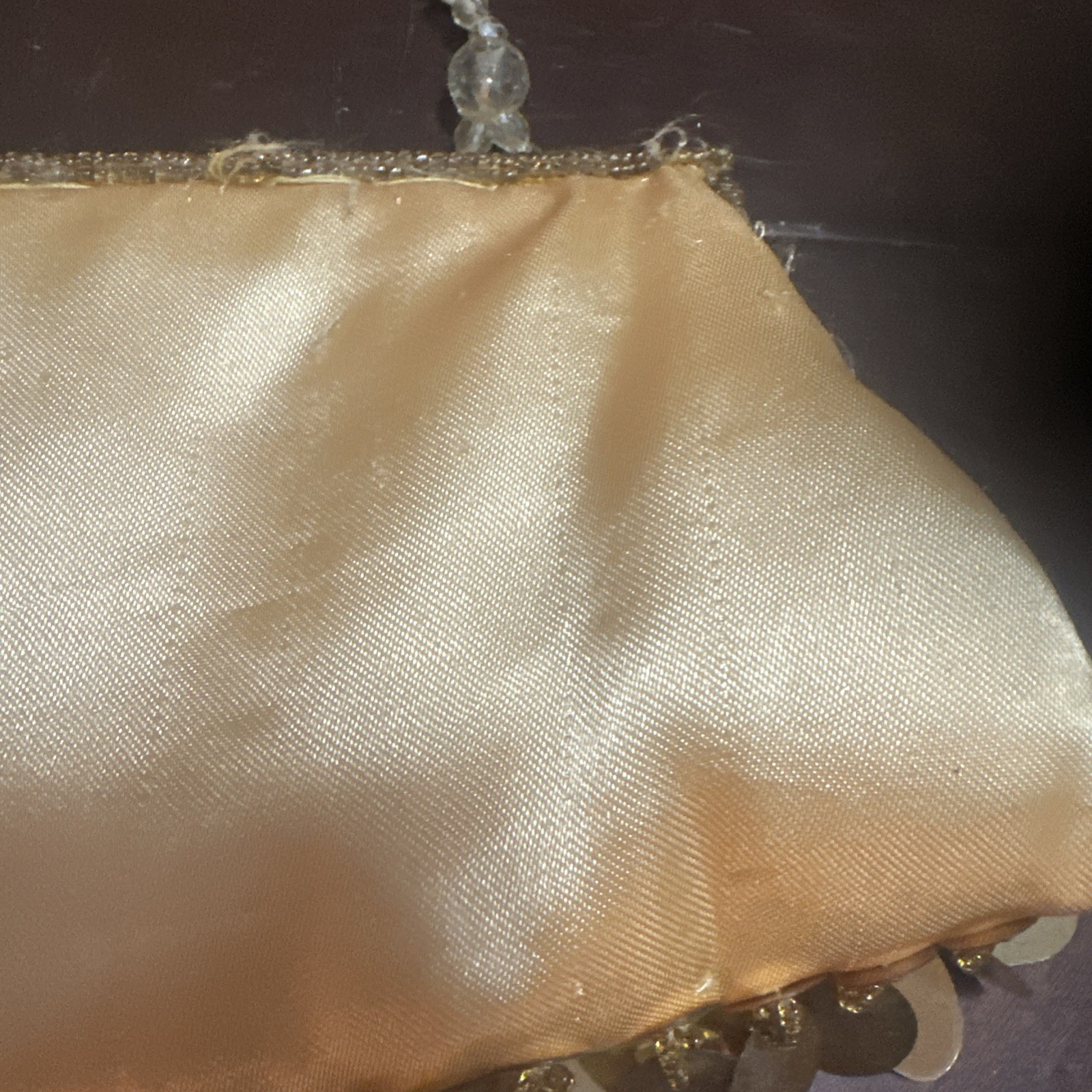 Gold Glam Sequined Beads Evening Bag Purse Kiss Clasp Closure, photo 5