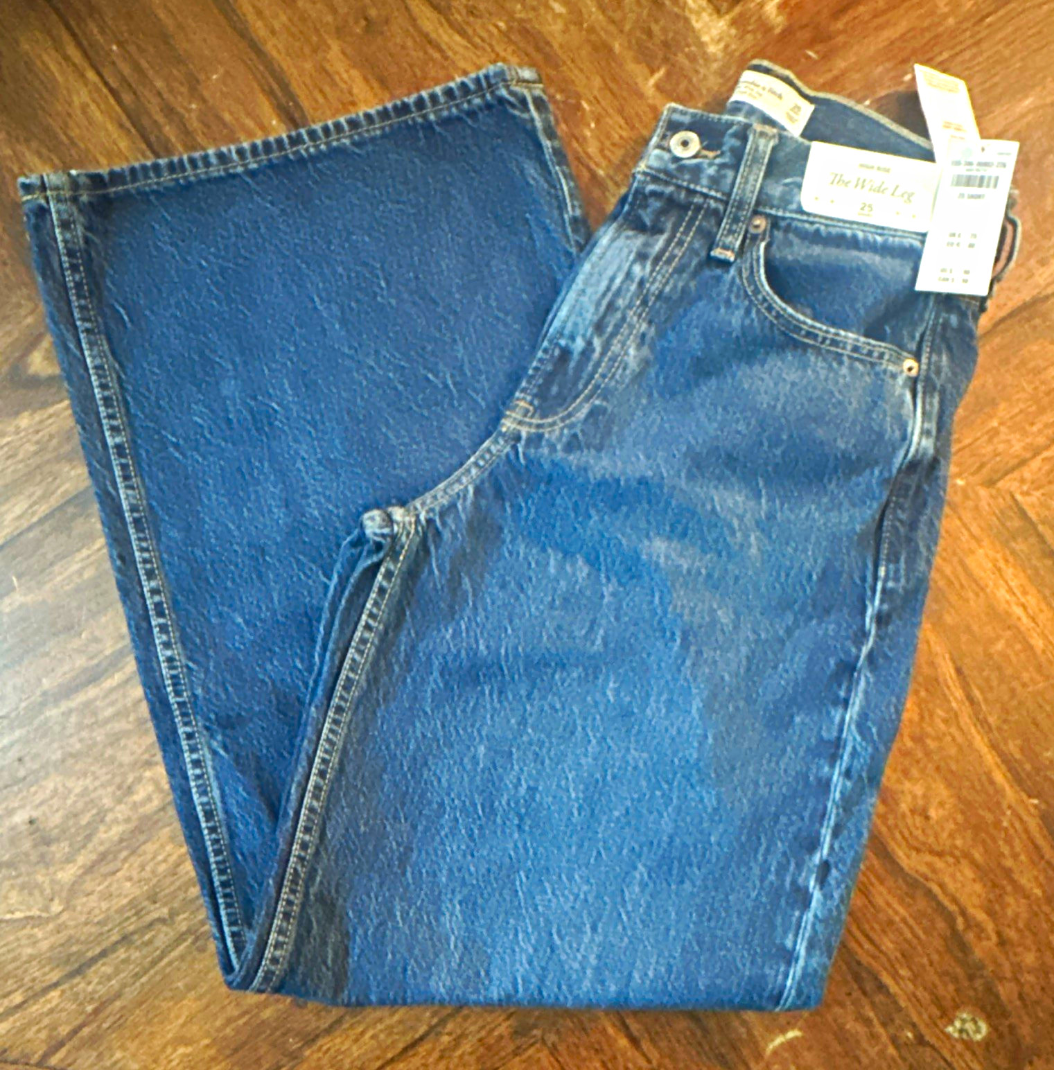 Abercrombie & Fitch High Rise Wide-Leg Blue Denim Jeans Cotton Medium Wash, photo 1