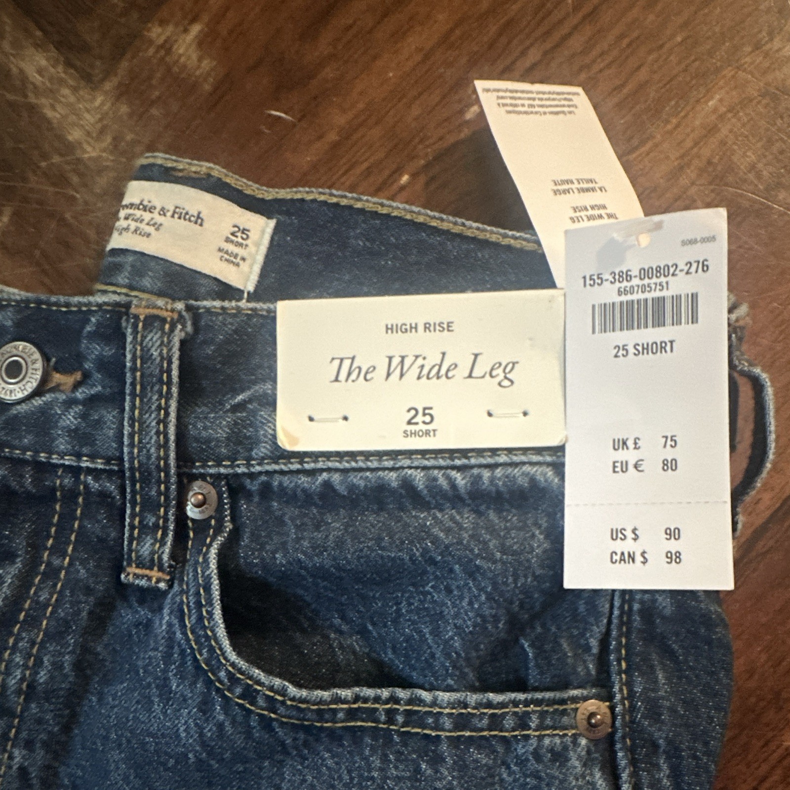 Abercrombie & Fitch High Rise Wide-Leg Blue Denim Jeans Cotton Medium Wash, photo 2