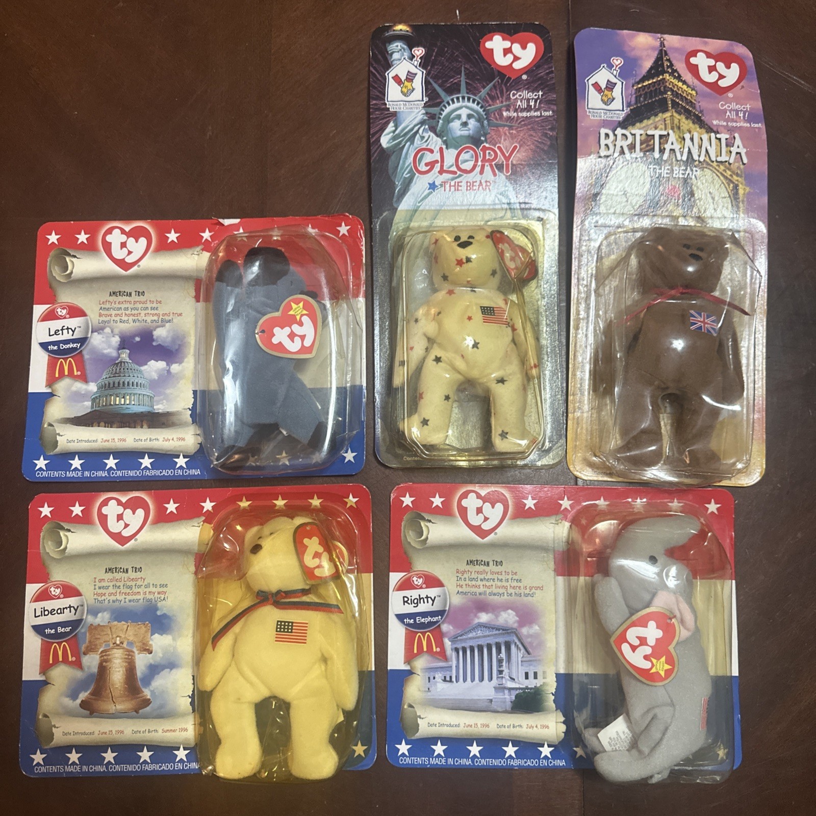 TY American Trio Complete Set of 3 McDonald's  + bonus Glory and Britannia, photo 1