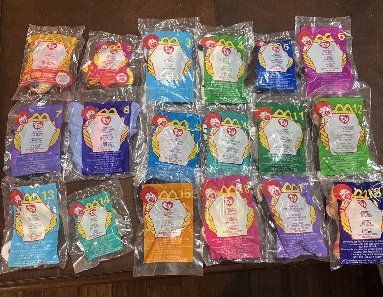 Vintage 2000 McDonald's TY Teenie Beanie Babies Complete Set of 18 New Sealed