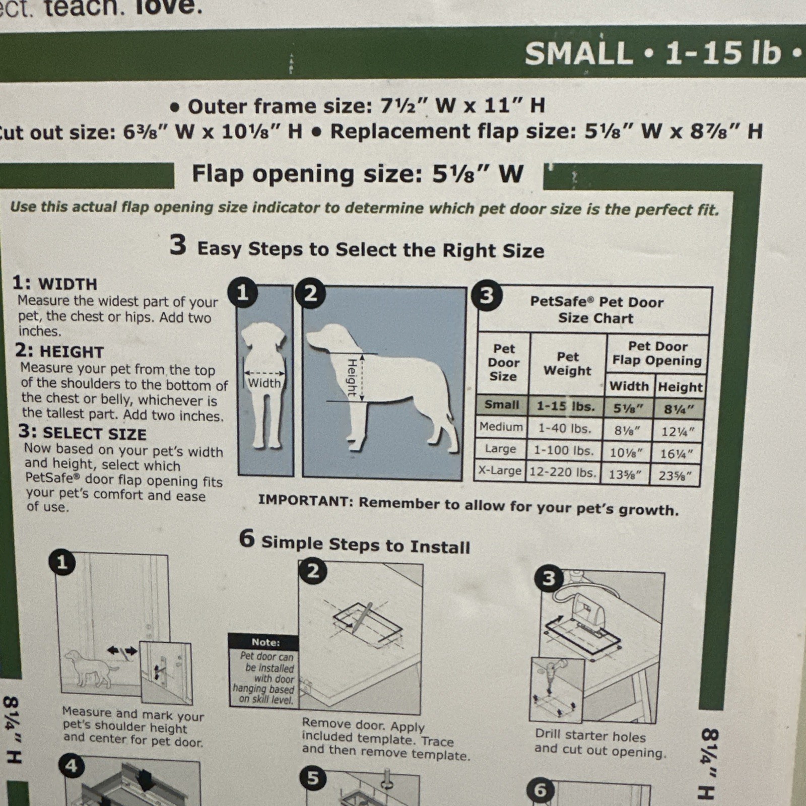 PetSafe Plastic Pet Door Small 1-15 lb Dog Cat Flap Door/Wall Mount White New, photo 4