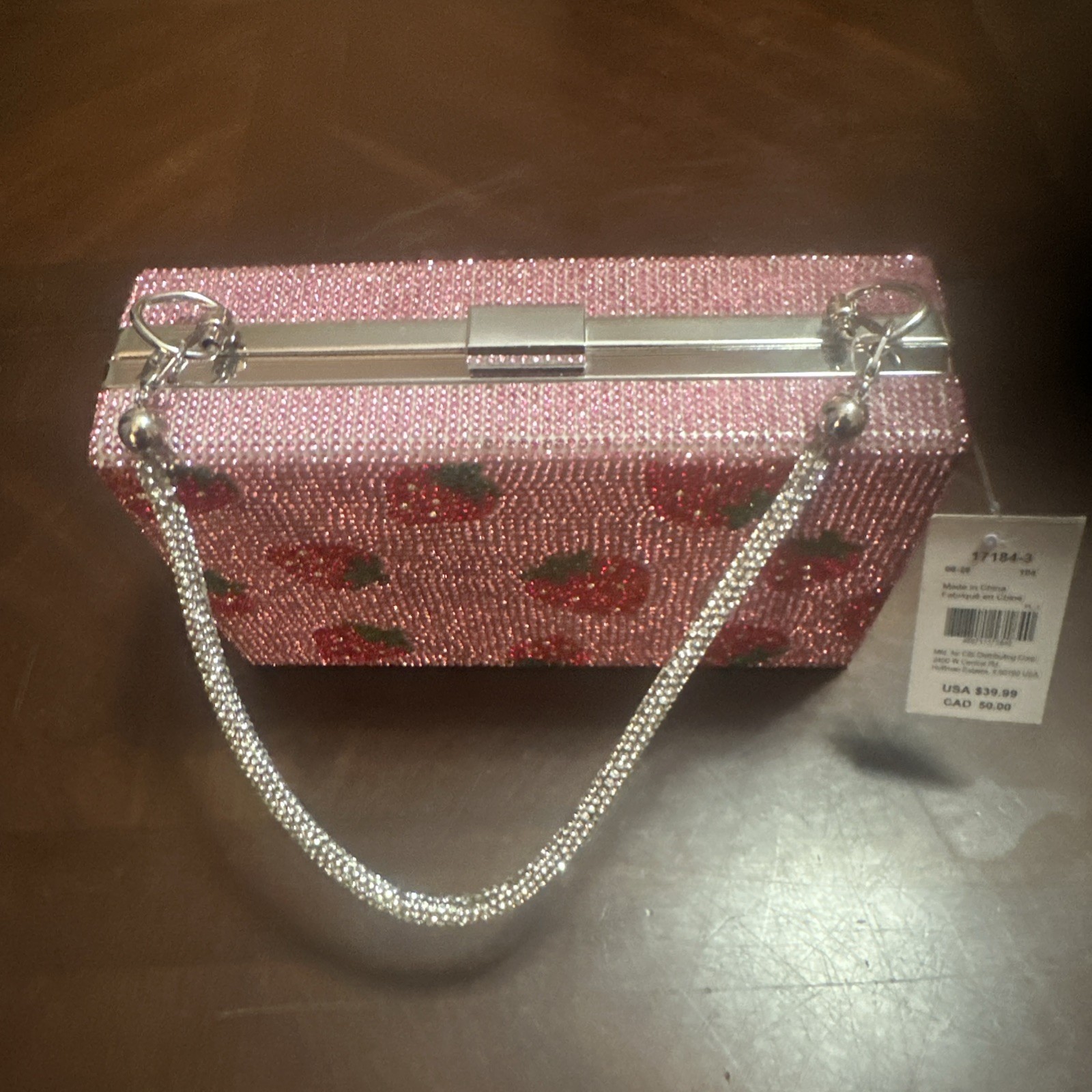 Pink Strawberry Rhinestone purse, photo 3